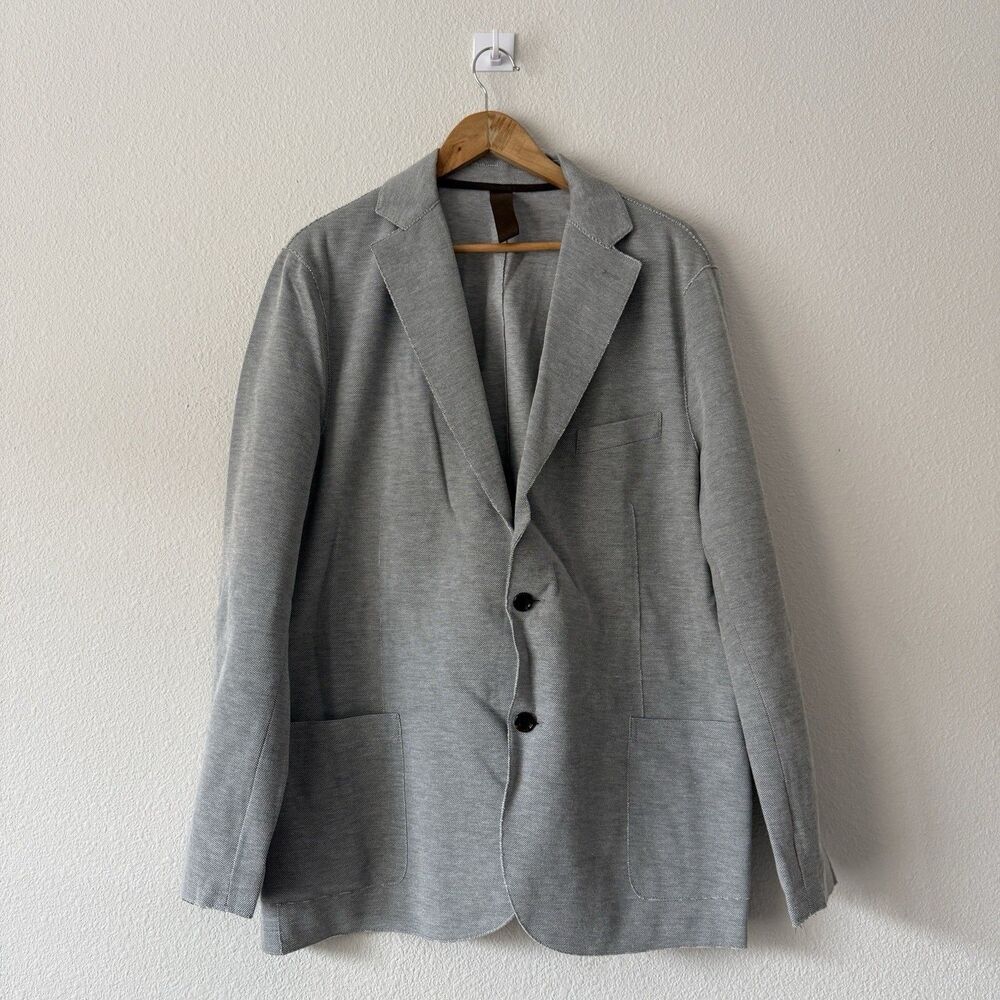 Eleventy Italian Cotton Blazer 58 Gray Unstructured Jacket Luxury Menswear